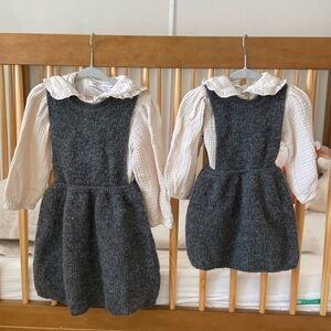 Zara Sweater Jumper Dress with Balloon Sleeve Blouse